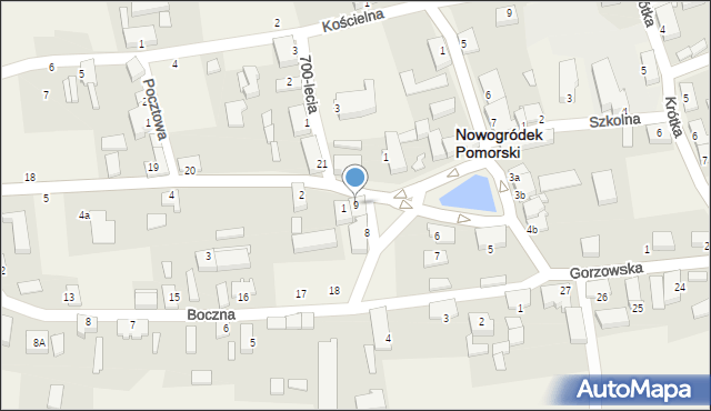 Nowogródek Pomorski, Plac św. Floriana, 9, mapa Nowogródek Pomorski