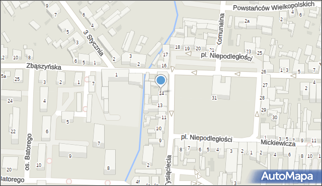 Nowy Tomyśl, Plac Niepodległości, 14, mapa Nowy Tomyśl