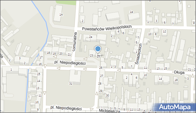 Nowy Tomyśl, Plac Niepodległości, 25, mapa Nowy Tomyśl