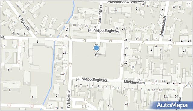 Nowy Tomyśl, Plac Niepodległości, 31, mapa Nowy Tomyśl
