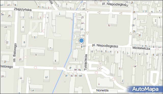 Nowy Tomyśl, Plac Niepodległości, 9, mapa Nowy Tomyśl