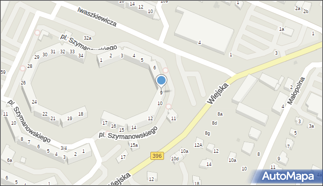 Oława, Plac Szymanowskiego Karola, 9, mapa Oława