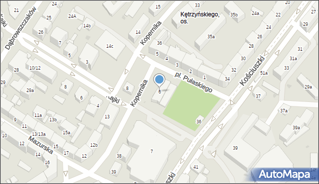 Olsztyn, Plac Pułaskiego Kazimierza, gen., 6, mapa Olsztyna