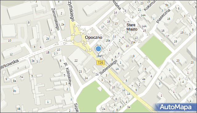 Opoczno, Plac Kilińskiego Jana, płk., 19a, mapa Opoczno