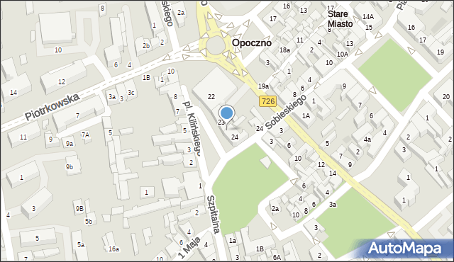 Opoczno, Plac Strażacki, 23, mapa Opoczno