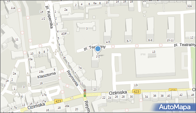 Opole, Plac Teatralny, 1-2, mapa Opola