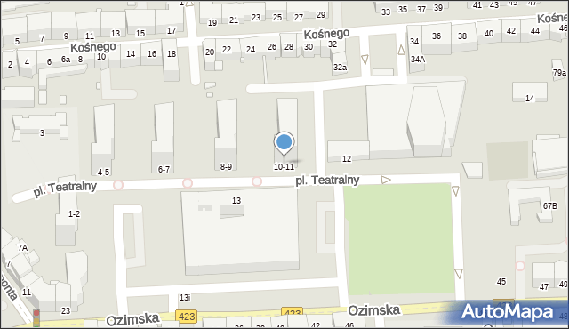 Opole, Plac Teatralny, 10-11, mapa Opola