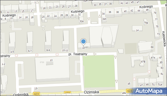 Opole, Plac Teatralny, 12, mapa Opola