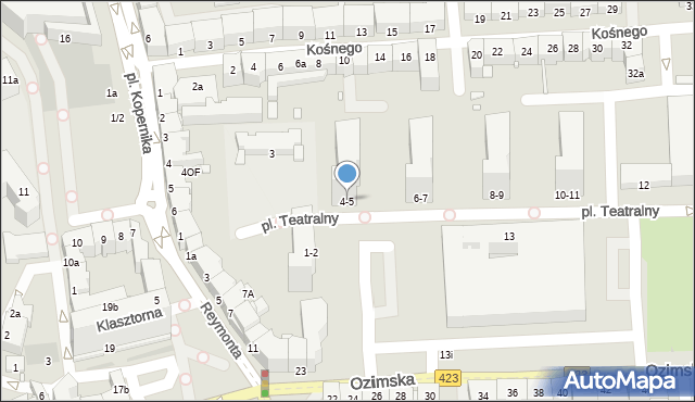 Opole, Plac Teatralny, 4-5, mapa Opola