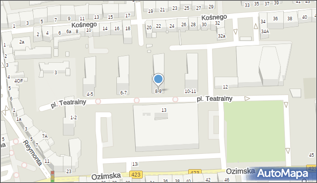 Opole, Plac Teatralny, 8-9, mapa Opola