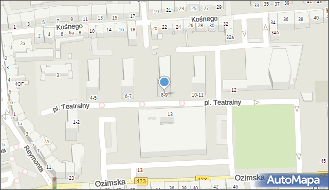 Opole, Plac Teatralny, 8-9, mapa Opola