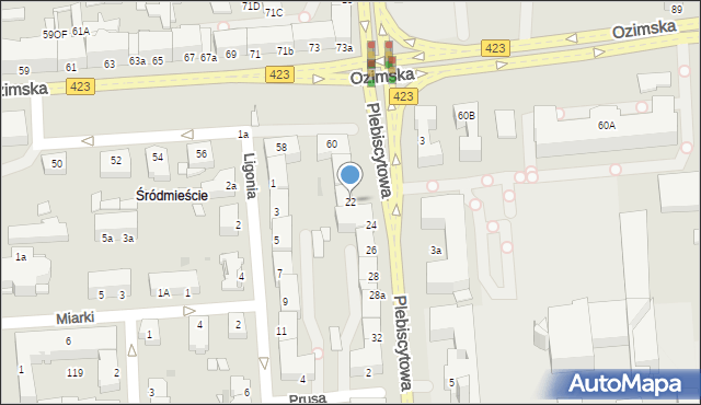 Opole, Plebiscytowa, 22, mapa Opola