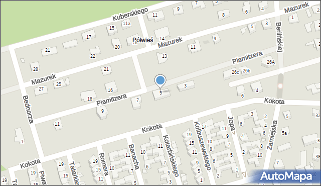 Opole, Plamitzera Antoniego, prof., 5, mapa Opola
