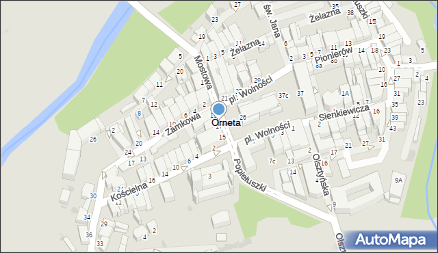 Orneta, Plac Wolności, 17, mapa Orneta