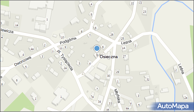 Osieczna, Plac Tysiąclecia, 5, mapa Osieczna