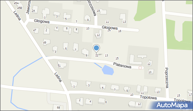 Osielsko, Platanowa, 11, mapa Osielsko