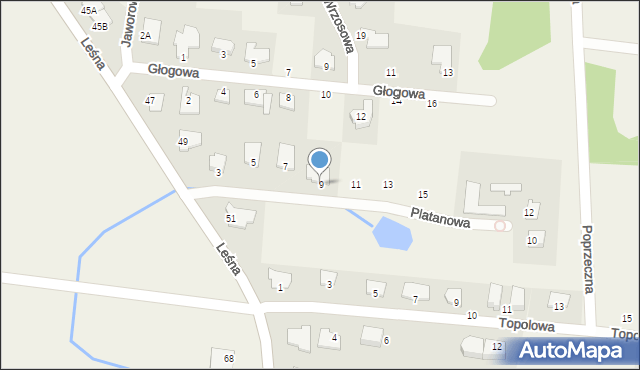 Osielsko, Platanowa, 9, mapa Osielsko