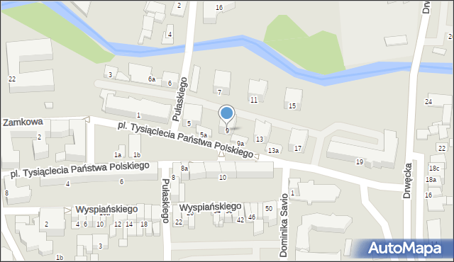 Ostróda, Plac Tysiąclecia Państwa Polskiego, 9, mapa Ostróda