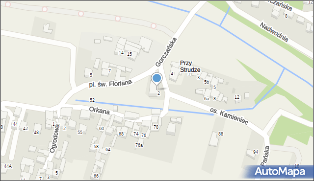 Ostrowsko, Plac św. Floriana, 2, mapa Ostrowsko