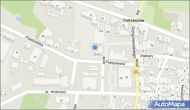 Ostrzeszów, Plac Borek, 17, mapa Ostrzeszów