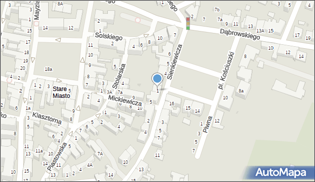 Oświęcim, Plac Kościuszki Tadeusza, gen., 1, mapa Oświęcimia