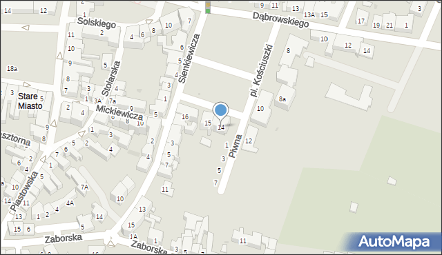 Oświęcim, Plac Kościuszki Tadeusza, gen., 14, mapa Oświęcimia