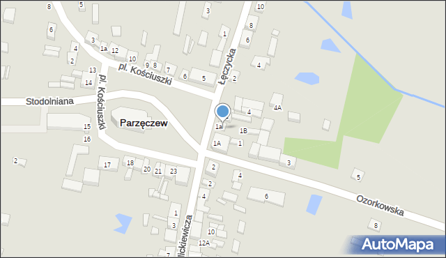 Parzęczew, Plac Kościuszki Tadeusza, gen., 1, mapa Parzęczew