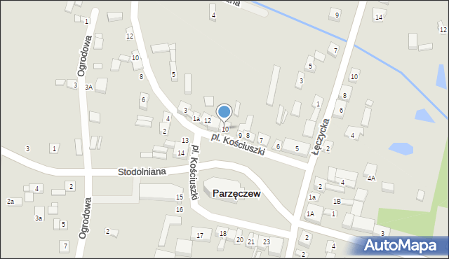 Parzęczew, Plac Kościuszki Tadeusza, gen., 10, mapa Parzęczew