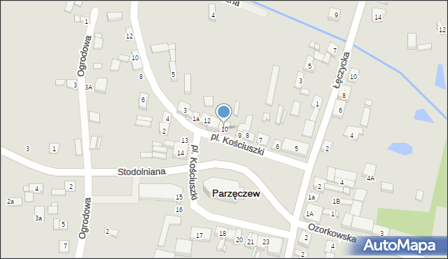 Parzęczew, Plac Kościuszki Tadeusza, gen., 10, mapa Parzęczew