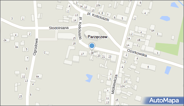 Parzęczew, Plac Kościuszki Tadeusza, gen., 18, mapa Parzęczew