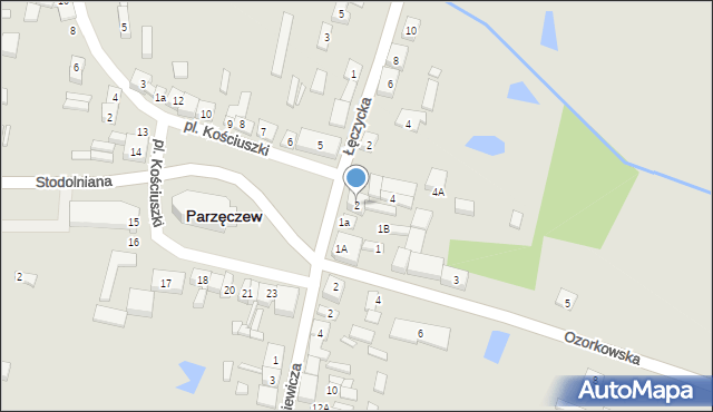 Parzęczew, Plac Kościuszki Tadeusza, gen., 2, mapa Parzęczew