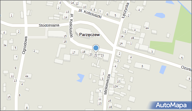 Parzęczew, Plac Kościuszki Tadeusza, gen., 21, mapa Parzęczew