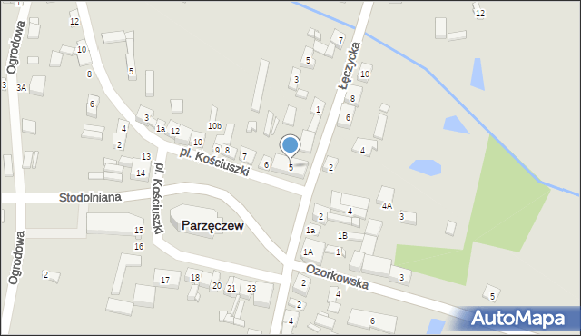 Parzęczew, Plac Kościuszki Tadeusza, gen., 5, mapa Parzęczew