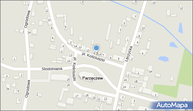 Parzęczew, Plac Kościuszki Tadeusza, gen., 8b, mapa Parzęczew