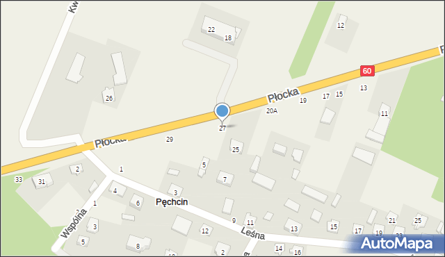 Pęchcin, Płocka, 27, mapa Pęchcin