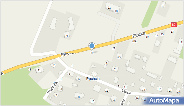 Pęchcin, Płocka, 29, mapa Pęchcin