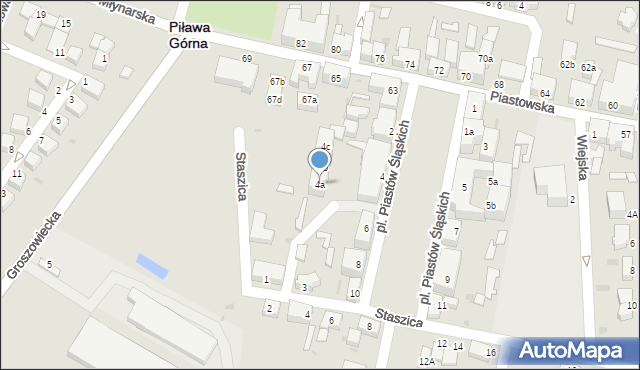 Piława Górna, Plac Piastów Śląskich, 4a, mapa Piława Górna