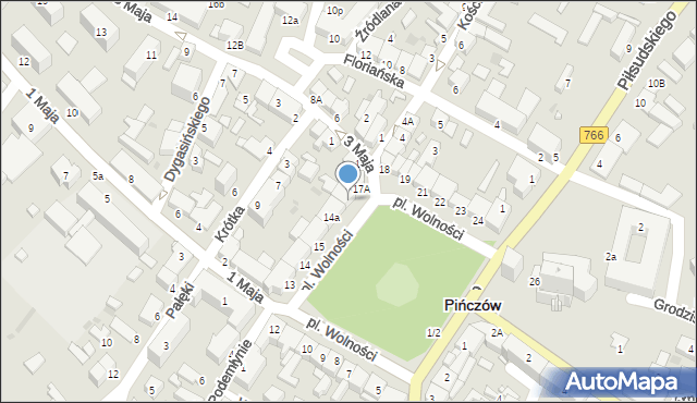 Pińczów, Plac Wolności, 17, mapa Pińczów