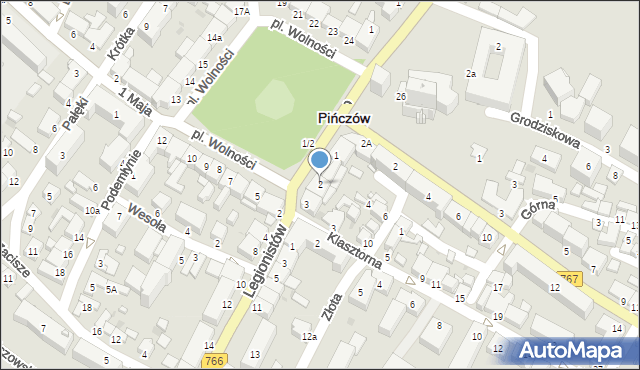 Pińczów, Plac Wolności, 2, mapa Pińczów