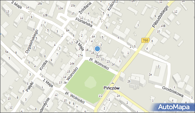 Pińczów, Plac Wolności, 21, mapa Pińczów