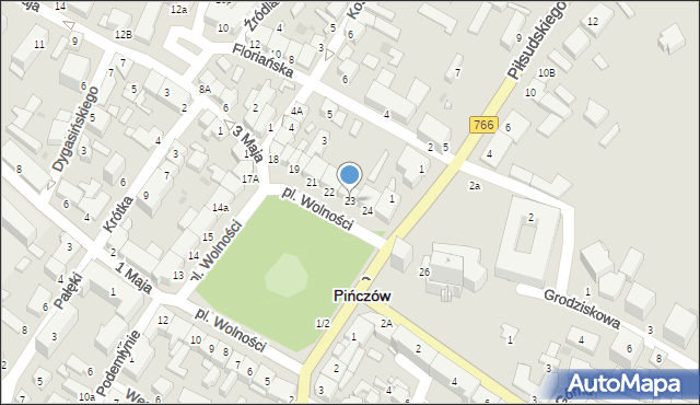 Pińczów, Plac Wolności, 23, mapa Pińczów