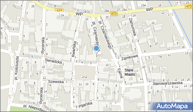 Piotrków Trybunalski, Plac Czarnieckiego Stefana, hetm., 1, mapa Piotrków Trybunalski