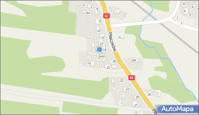 Płaczków, Płaczków, 17, mapa Płaczków