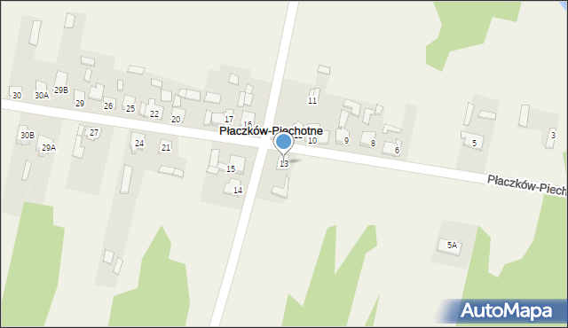 Płaczków, Płaczków-Piechotne, 13, mapa Płaczków