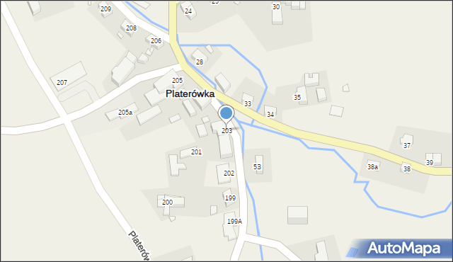 Platerówka, Platerówka, 203, mapa Platerówka