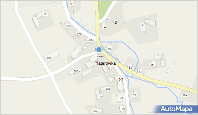 Platerówka, Platerówka, 205, mapa Platerówka
