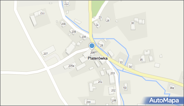 Platerówka, Platerówka, 205, mapa Platerówka