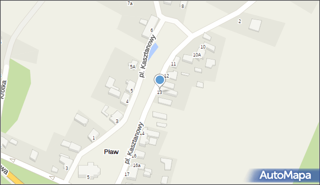 Pław, Plac Kasztanowy, 13, mapa Pław