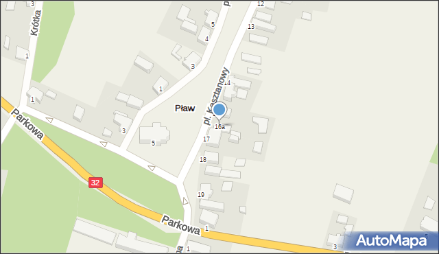 Pław, Plac Kasztanowy, 16a, mapa Pław