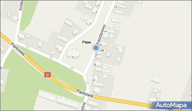 Pław, Plac Kasztanowy, 17, mapa Pław